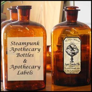 Steampunk Apothecary Bottles & Printable Apothecary Labels